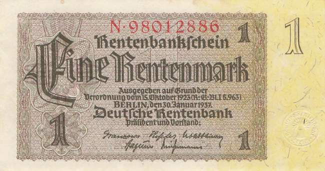 1 Rentenmark 1937 ro.166b N